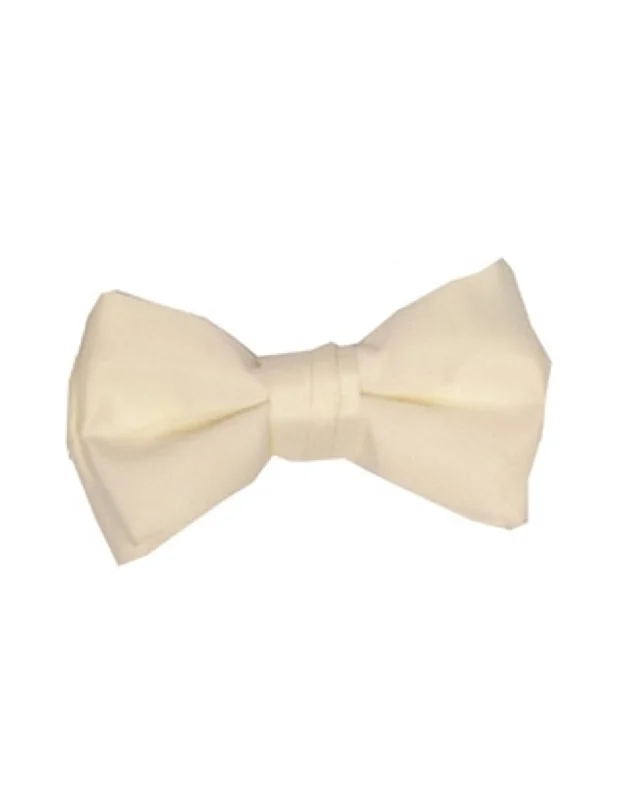 slim silk necktie options for weddings-Solid Ivory Bow Tie