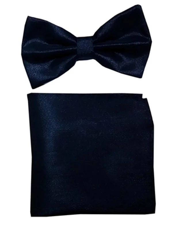 designer silk wedding necktie ideas for men-Midnight Blue Velvet Bow Tie Set