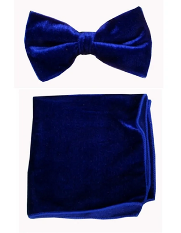 stylish silk bow ties for business wear-Navy Blue  Velvet Bow Tie Set