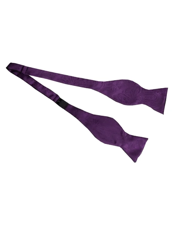 elegant silk wedding necktie designs for men-Purple Self-Tie Bow Tie Set