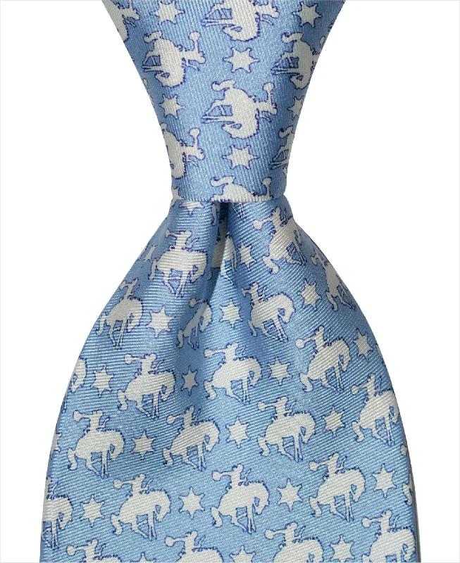 elegant silk wedding necktie ideas-Buckin' Bronco Tie - Blue