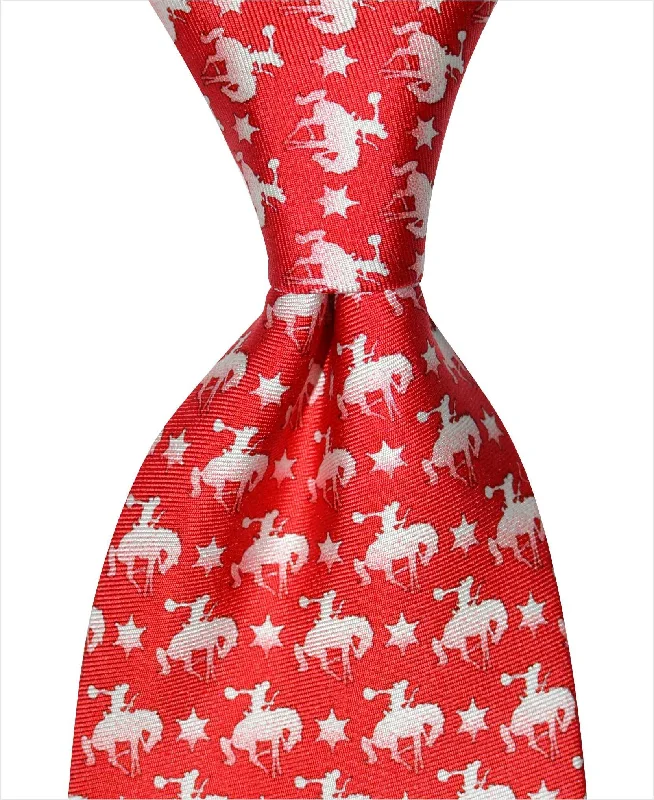 luxury silk wedding necktie colors-Buckin' Bronco Tie - Red