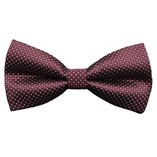 stylish silk necktie sets for wedding celebrations-Classy Men Burgundy Silver Deluxe Pre-Tied Bow Tie