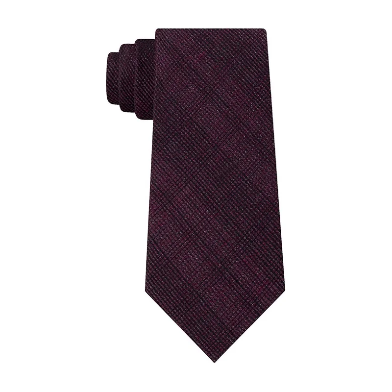 stylish silk necktie patterns for business wear-Calvin Klein Mens Reflective Plaid Self-tied Necktie, Purple, One Size - One Size