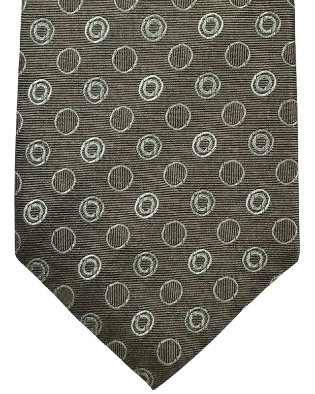 affordable silk wedding tie options for men-Cesare Attolini Silk Tie Taupe Silver Geometric