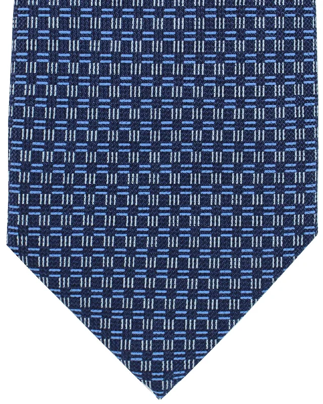 classic silk necktie designs for office wear-Cesare Attolini Silk Tie Navy Blue Geometric SALE