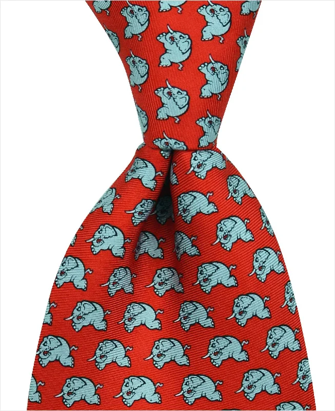 trendy silk necktie sets for business wear-Charging Elephant Tie