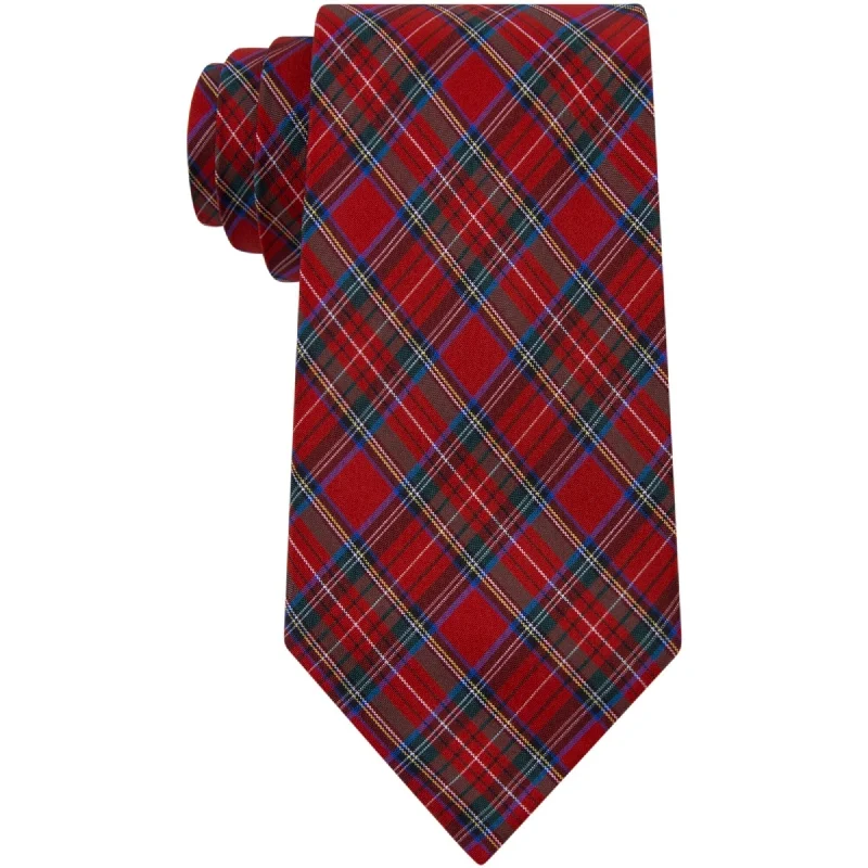 unique silk necktie designs for corporate events-Club Room Mens Dress Shirt Plaid Self-tied Necktie, Red, One Size - One Size