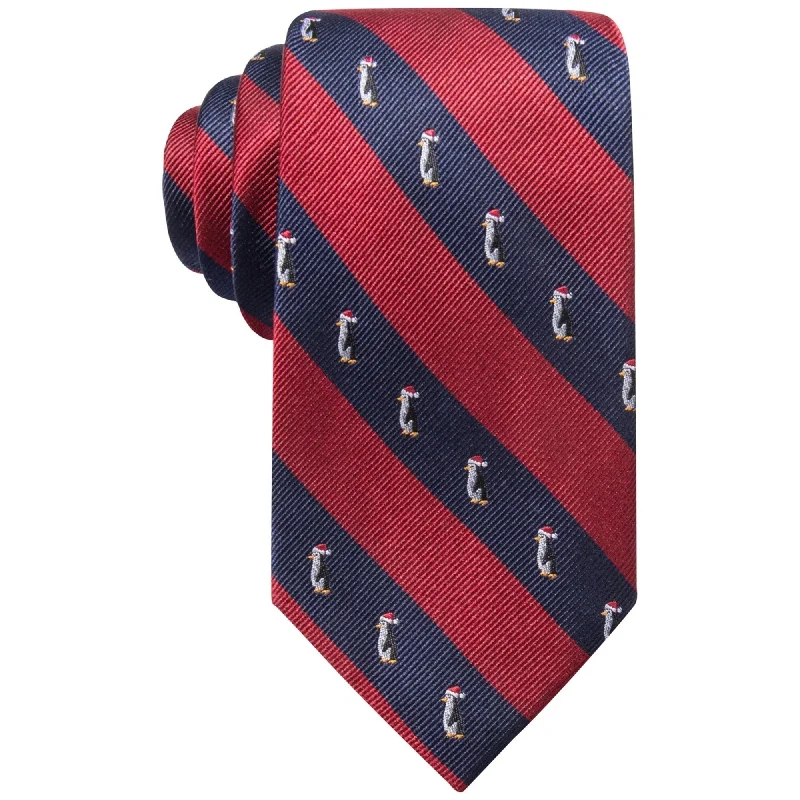 unique silk necktie options for weddings-Club Room Mens Holiday Stripe Self-tied Necktie, Red, One Size - One Size