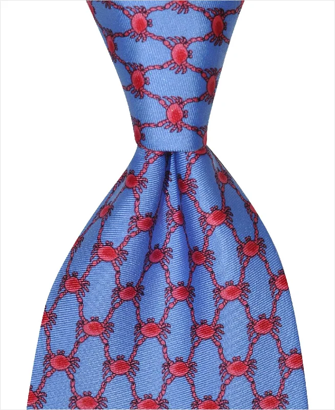 slim silk necktie combinations for wedding events-Crab Boil Tie - Blue