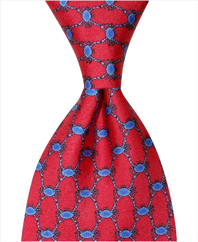 luxurious silk necktie designs for office meetings-Crab Boil Tie - Red