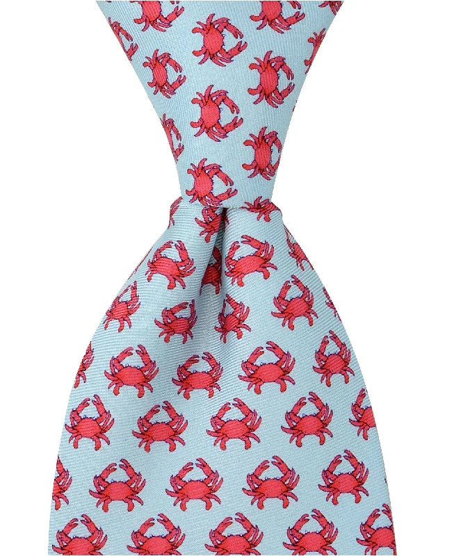 stylish silk necktie colors for weddings-Crab Tie - Blue