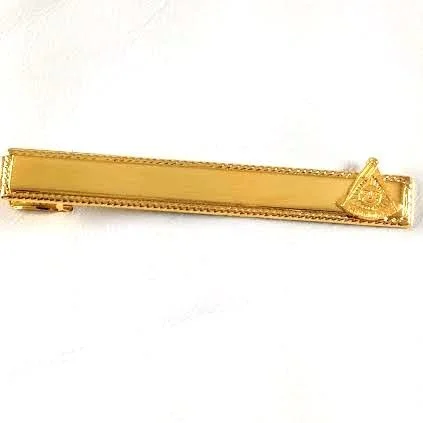 premium silk wedding tie ideas for men-D2513 Tie Bar Masonic Personal Past Master Gold