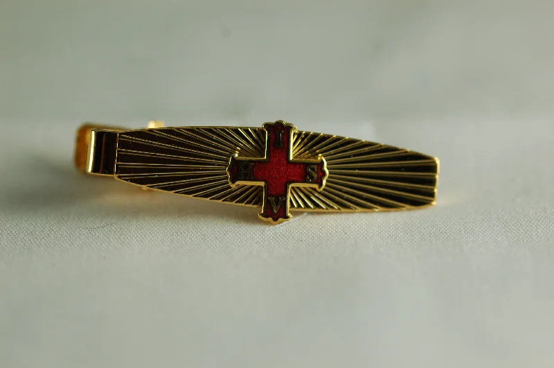 best silk necktie designs for weddings-D295TB Tie Bar Sunburst Red Cross of Constantine Logo