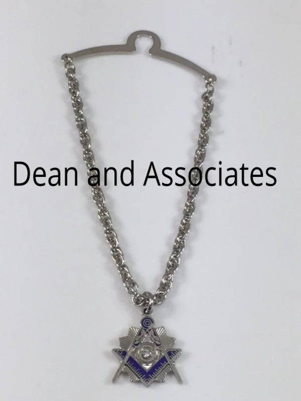 stylish silk necktie combinations for office wear-D520-S Tie Chain Masonic Square & Compass Silver Plated