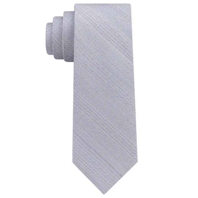 classic silk necktie designs for office wear-DKNY Mens Silk Sleek Stripe Self-tied Necktie, Blue, One Size - One Size