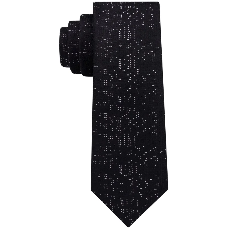 trendy silk wedding necktie options for men-DKNY Mens Slim Micro Dot Self-tied Necktie, Black, One Size - One Size