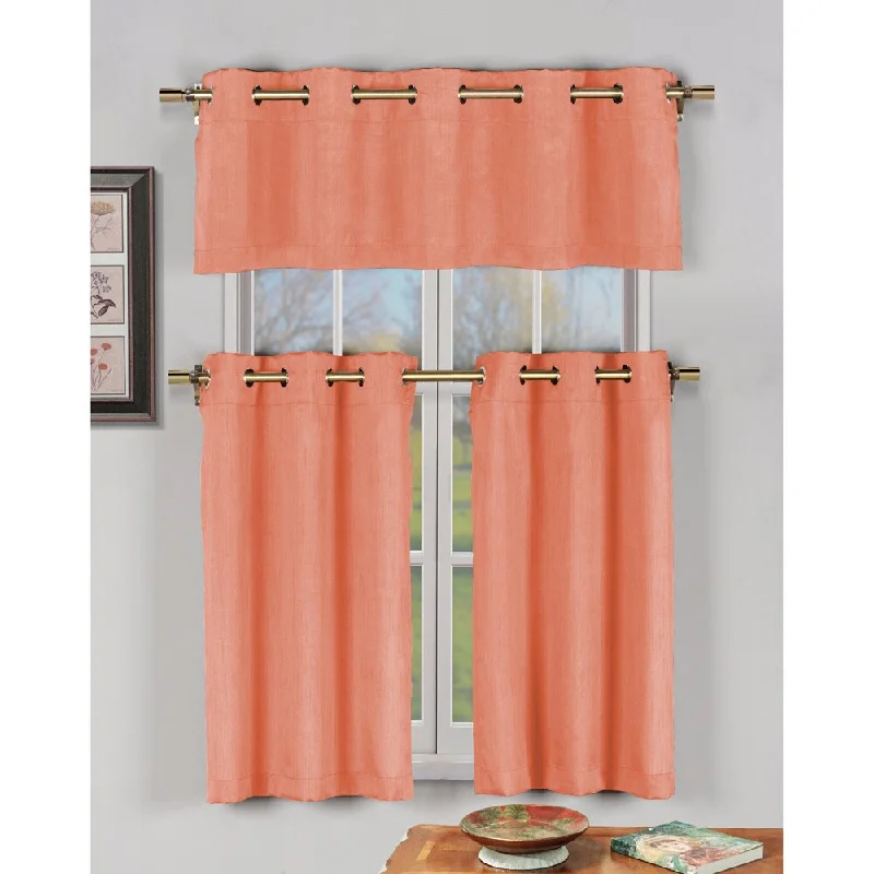 premium silk necktie designs for wedding events-Duck River Agnes Faux Silk 3-piece Kitchen Curtain Tier