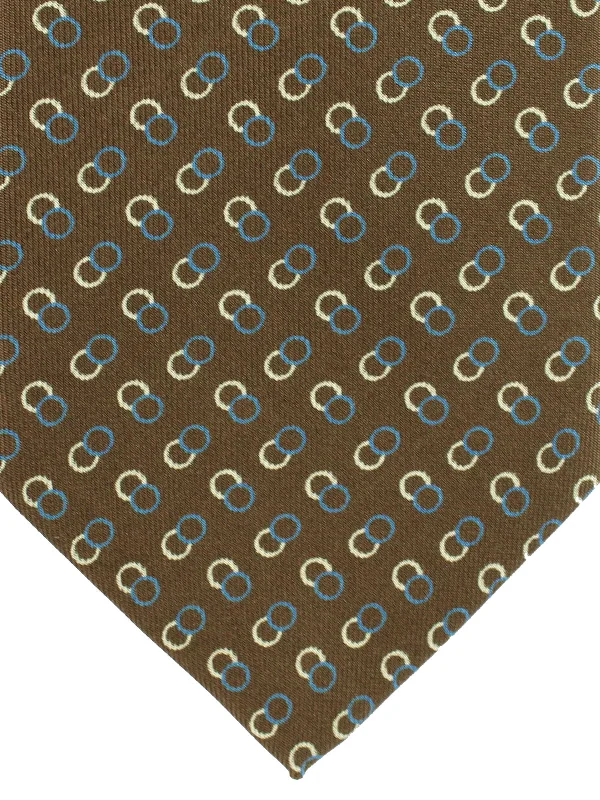 vibrant silk wedding tie combinations for men-E. Marinella Tie Brown Circles Design - Wide Necktie  SALE