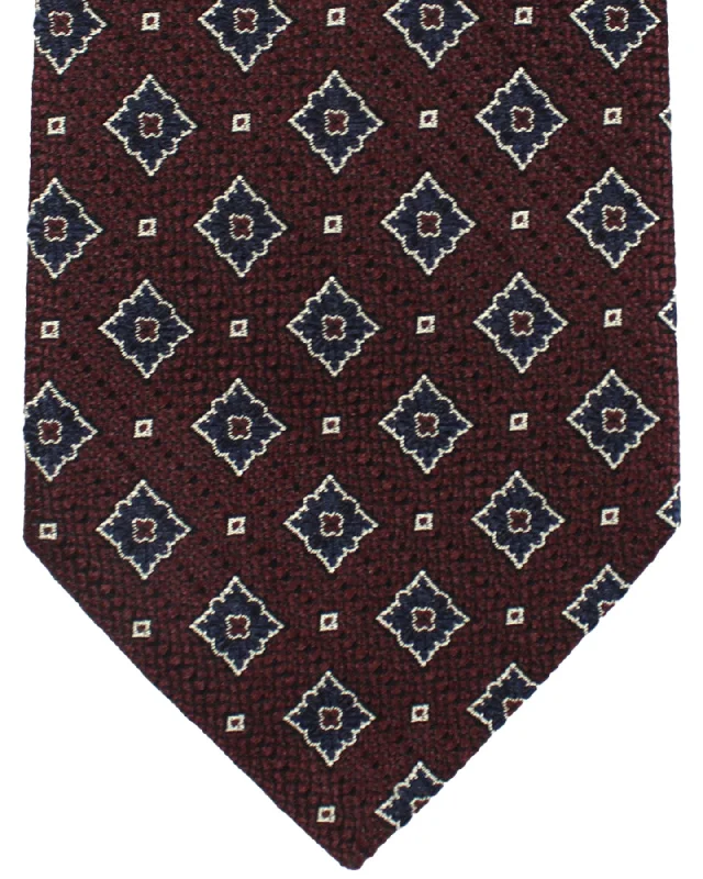 elegant silk wedding necktie designs for men-Ermenegildo Zegna Tie Brown Dark Blue Silver Geometric - Trecapi