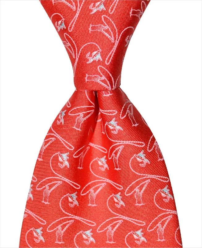 premium silk wedding necktie sets for men-Fly Fishing Tie - Red