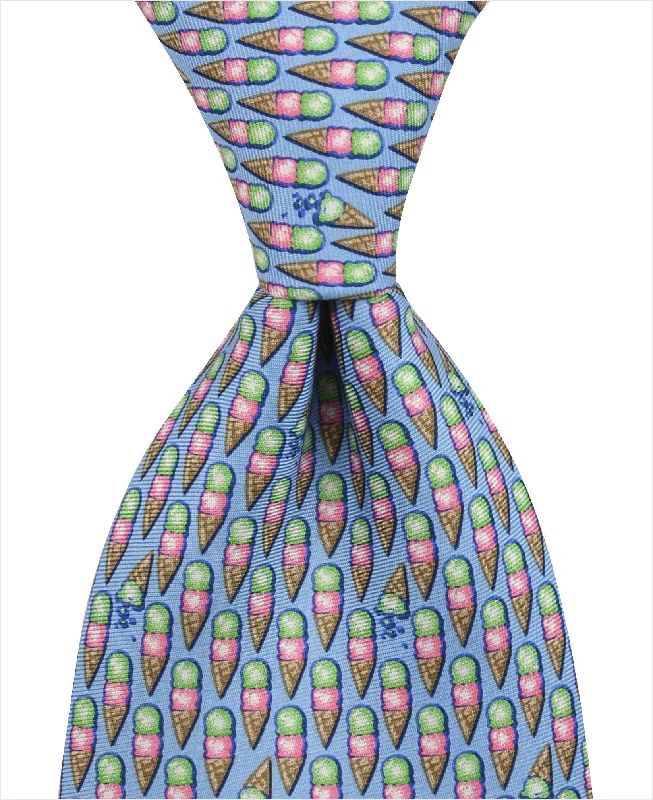 unique silk necktie combinations for business events-Ice Cream Cones Tie - Blue