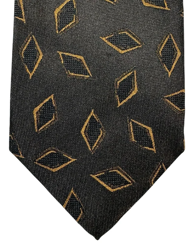 premium silk necktie combinations for office wear-Isaia Sevenfold Tie Brown Diamonds - Silk Necktie