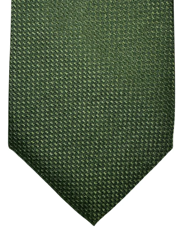 classic silk necktie sets for office meetings-Isaia Sevenfold Tie Forest Green Micro Pattern - Silk Necktie