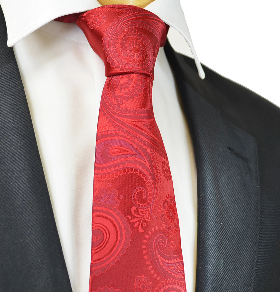 stylish silk necktie sets for corporate wear-Red Artisan Paisley Men's Tie