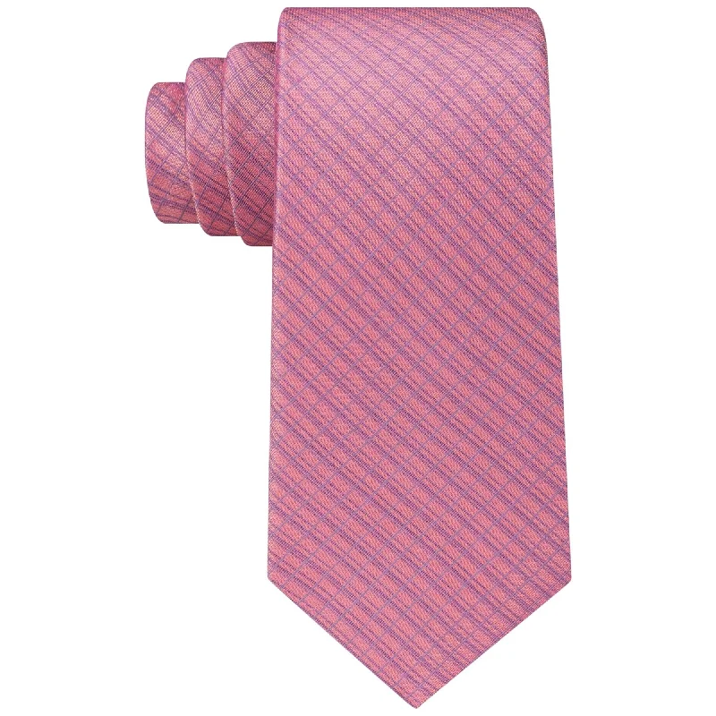 luxury silk wedding bow ties for men-Kenneth Cole Mens Grid Self-tied Necktie, Pink, One Size - One Size