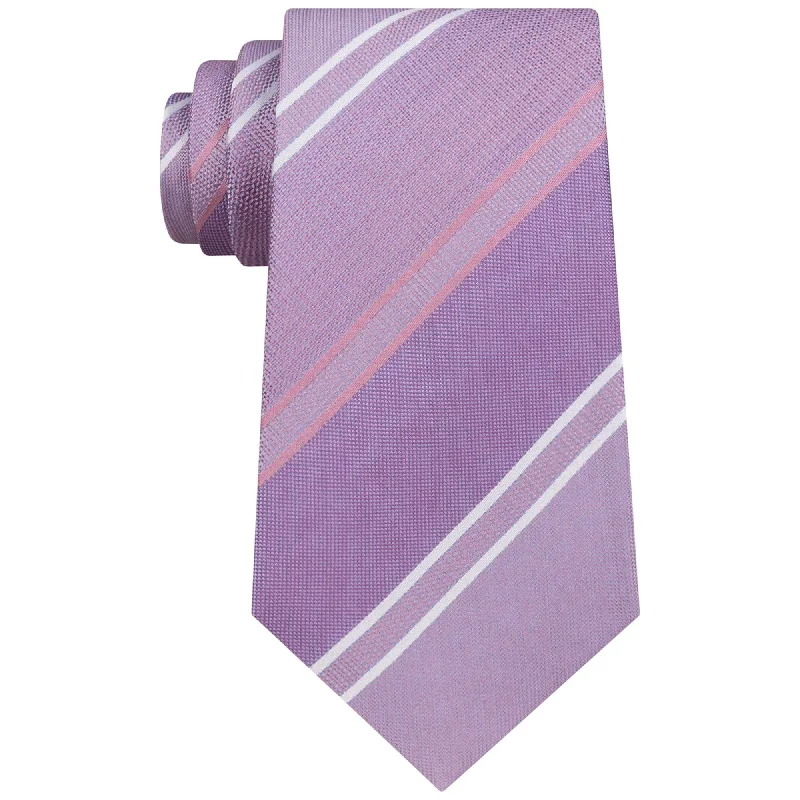 unique silk wedding necktie designs for men-Kenneth Cole Mens Oversize Stripe Self-tied Necktie, Purple, One Size - One Size