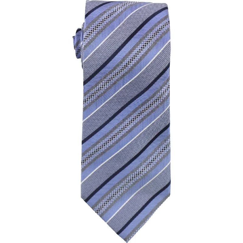 unique silk bow ties for weddings-Kenneth Cole Mens Roman Stripe Self-tied Necktie, Blue, One Size - One Size