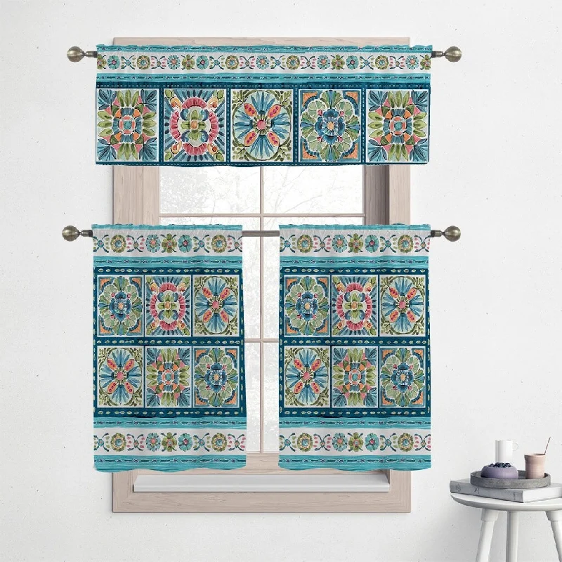 best silk necktie designs for weddings-Laural Home Boho Plaza 36" Kitchen Curtain Valance and Tiers Set