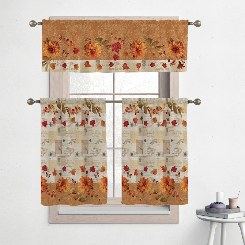 affordable silk necktie sets for corporate events-Laural Home Fall in Love 36" Kitchen Curtain Valance and Tier Set