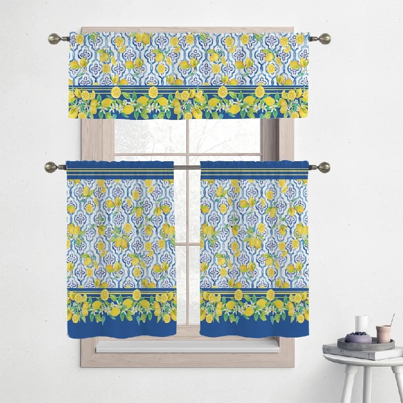 affordable silk wedding necktie designs for men-Laural Home Lovely Lemons 36" Kitchen Curtain Valance and Tier Set