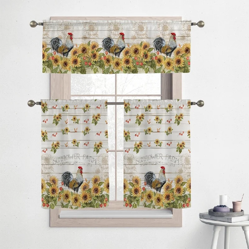 luxury silk necktie sets for office wear-Laural Home Sunflower Farm 36" Kitchen Curtain Valance and Tiers Set