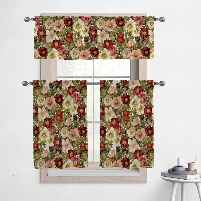 unique silk necktie options for weddings-Laural Home Vintage Petals 36" Kitchen Curtain Valance and Tiers Set