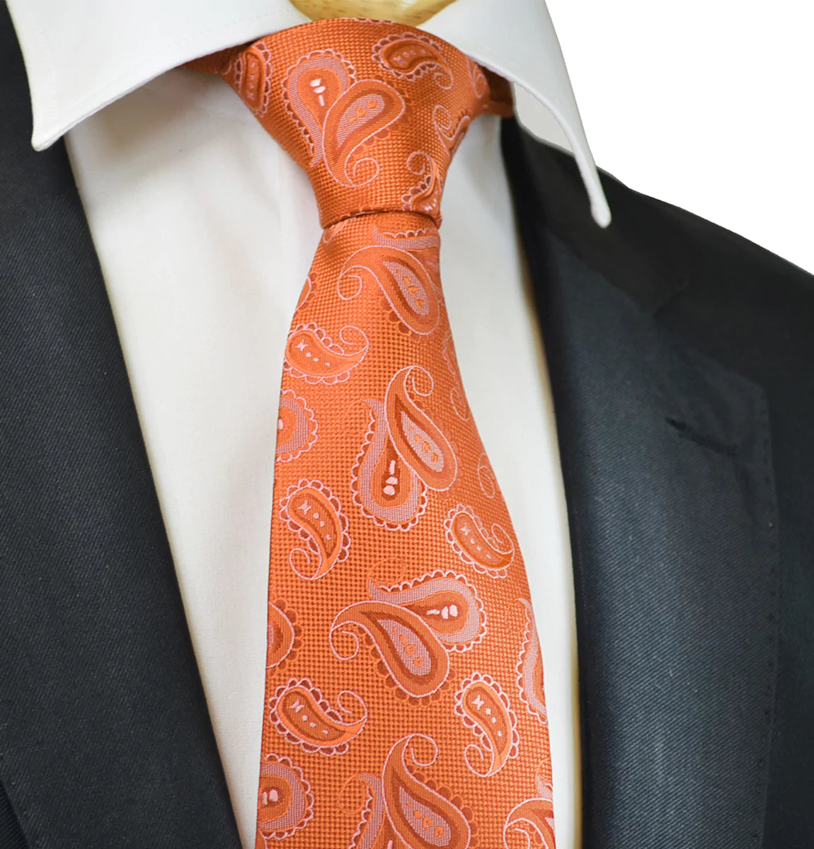 premium silk bow tie designs for weddings-Orange Artisan Paisley Mens Tie