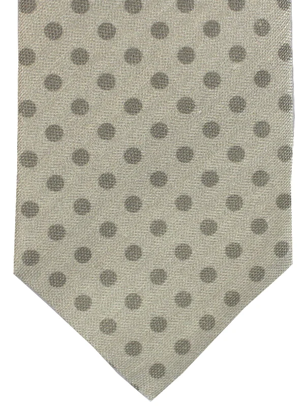 premium silk necktie colors for business wear-Luigi Borrelli Sevenfold Tie Gray Polka Dots FINAL SALE