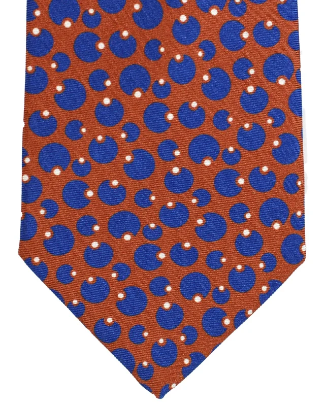 stylish silk necktie sets for wedding celebrations-Luigi Borrelli Tie Brown Royal Blue Geometric FINAL SALE