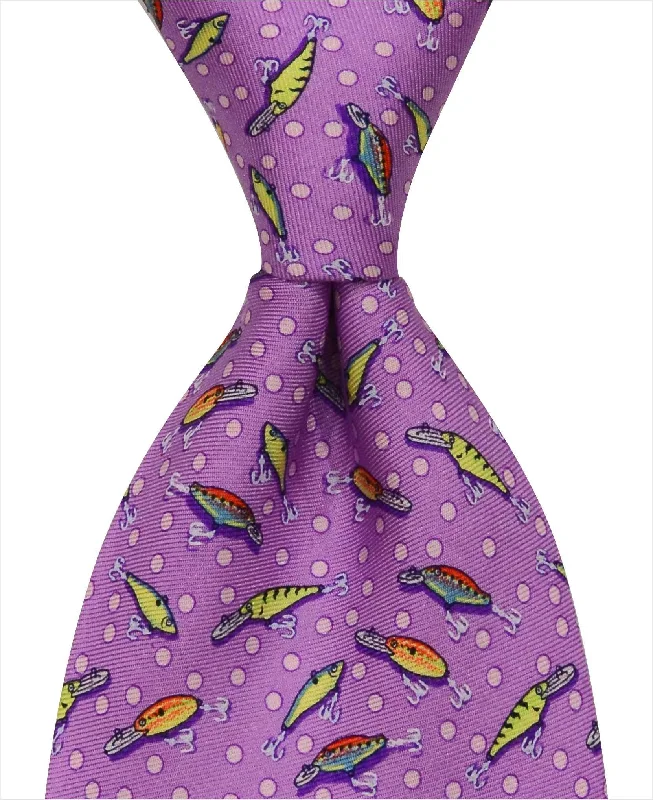 best silk necktie designs for corporate meetings-Fishing Lures Tie - Purple