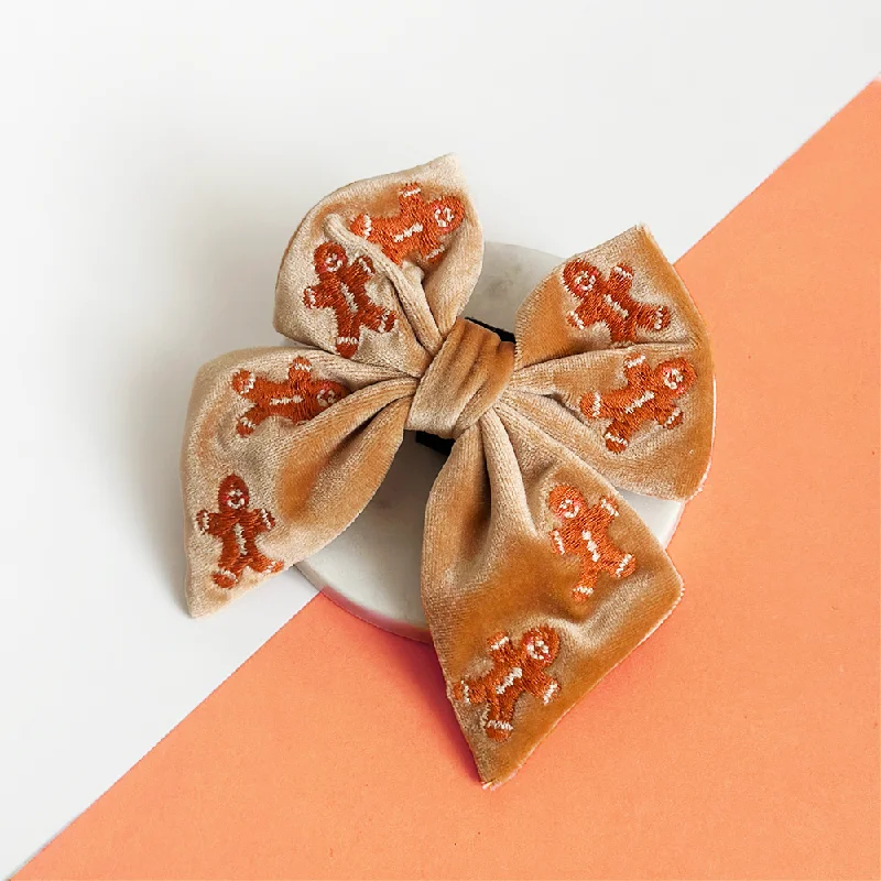 luxurious silk necktie options for weddings-Luxe Velvet Sailor Bow Tie - Gingerbread Treats