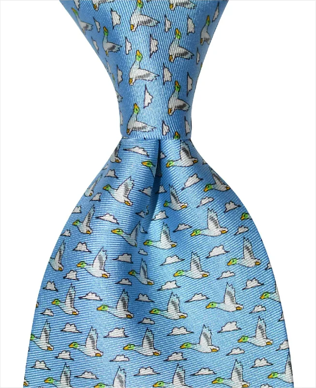 stylish silk wedding necktie options for men-Mallard Duck Tie - Blue