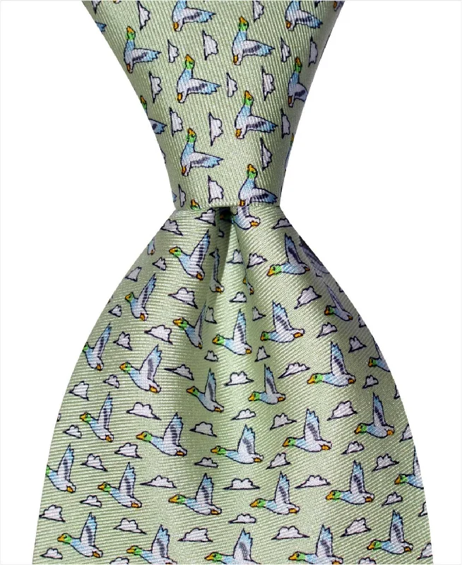 trendy silk necktie designs for business events-Mallard Duck Tie - Green