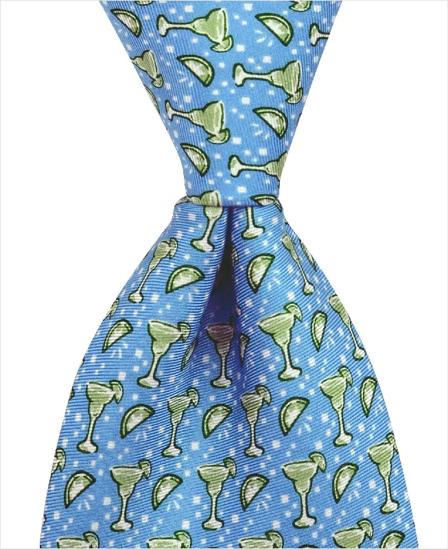 high-quality silk wedding necktie designs-Margarita Tie - Blue