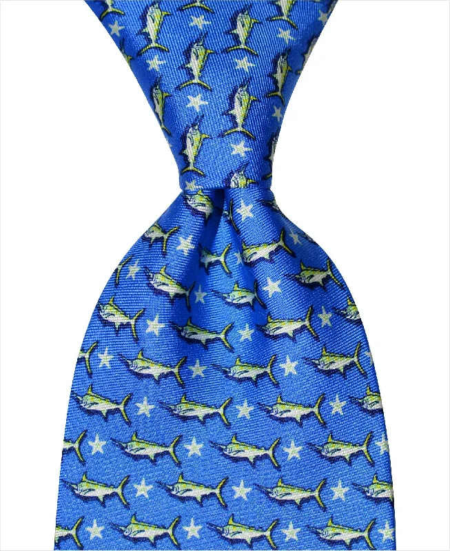 designer silk necktie sets for wedding celebrations-Marlin Tie - Royal Blue