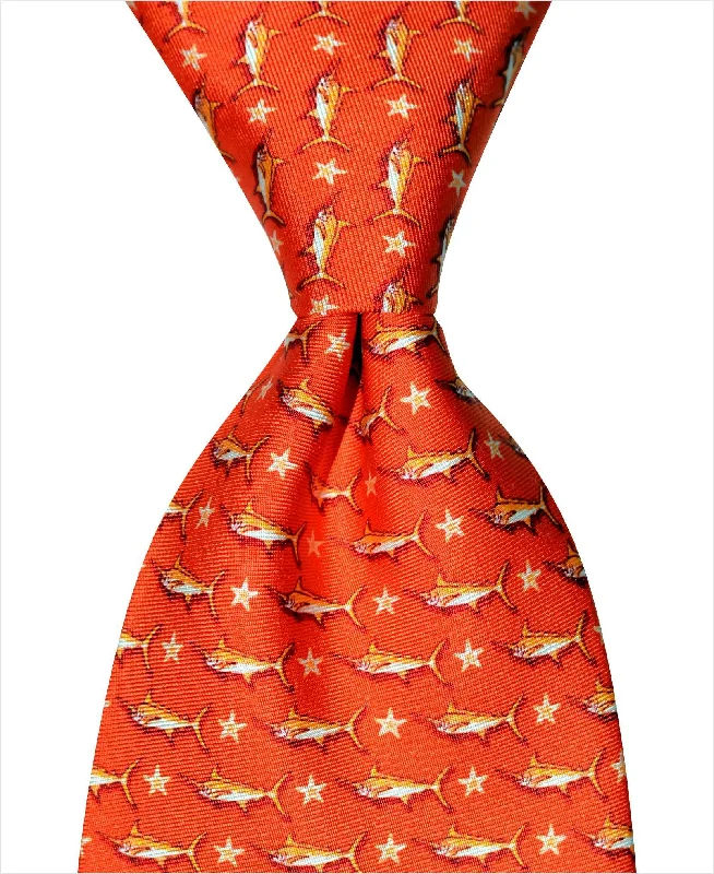 luxury silk necktie options for wedding celebrations-Marlin Tie - Orange