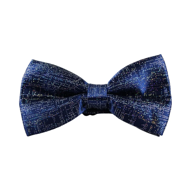 premium silk necktie patterns for business wear-Mens Blue Sparkly Glitter Patterned Bow Tie