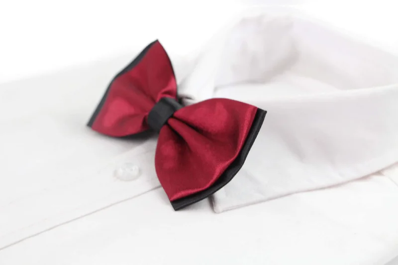 premium silk necktie designs for business meetings-Mens Maroon Two Tone Layered Bow Tie