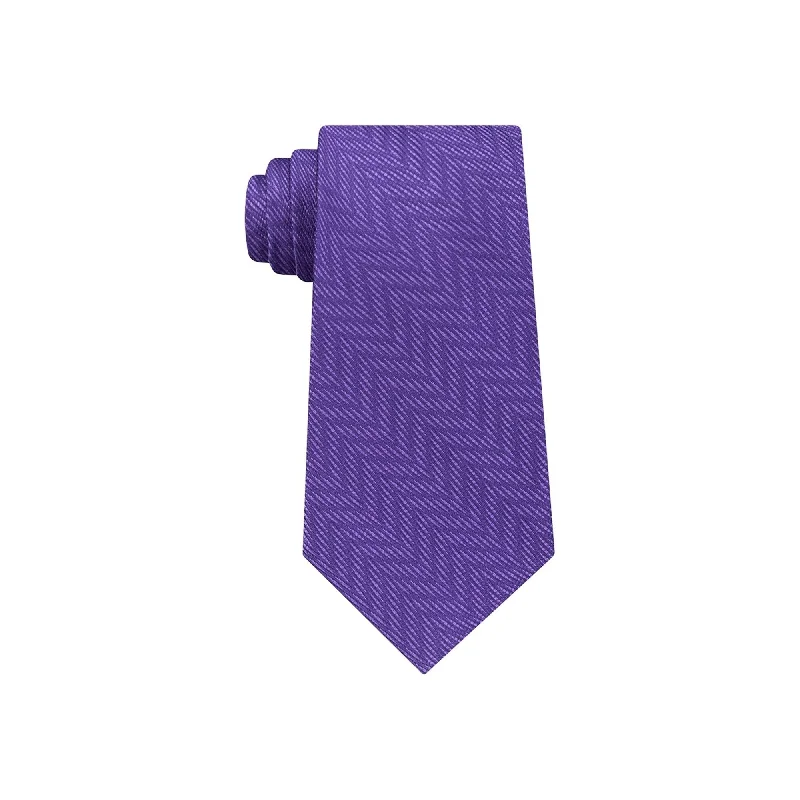 vibrant silk necktie combinations for corporate wear-Michael Kors Mens Tonal Chevron Self-tied Necktie, Purple, One Size - One Size